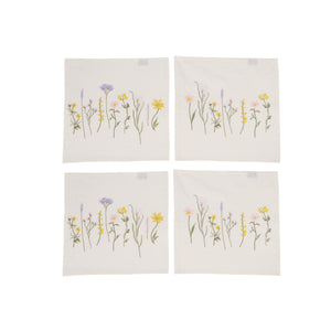 4 stofservietter med blomsterbroderi fra Speedtsberg