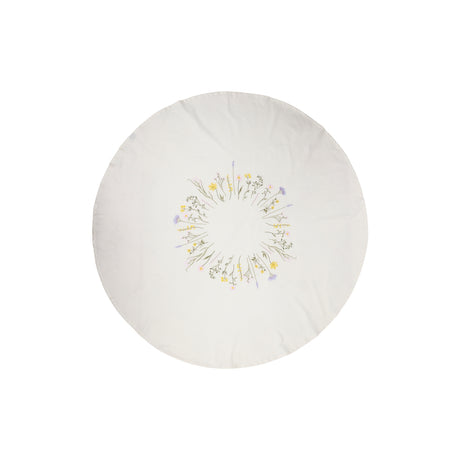 Rund dug med blomsterbroderi fra Speedtsberg