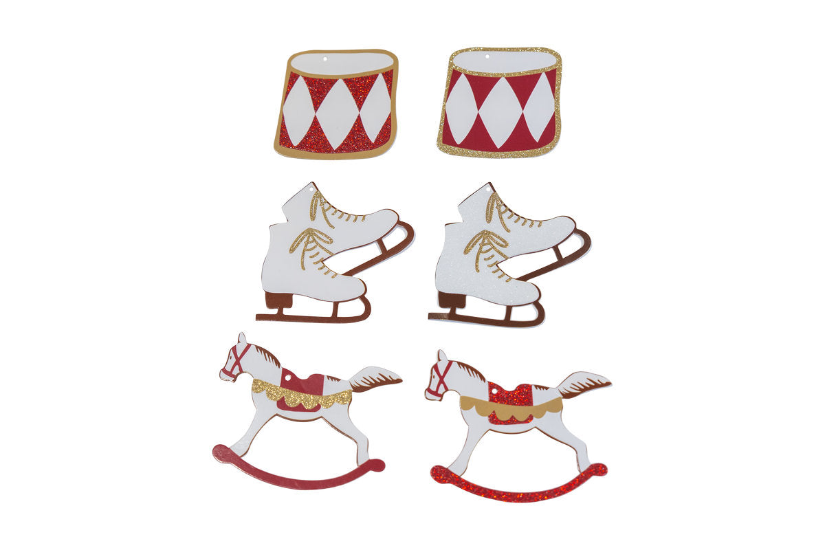 Gift tags with drum, skates, and rocking horse from Speedtsberg, 24-pack
