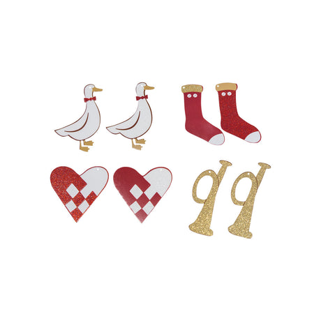 Gift tags with goose, trumpet and woven heart, 24-pack from Speedtsberg