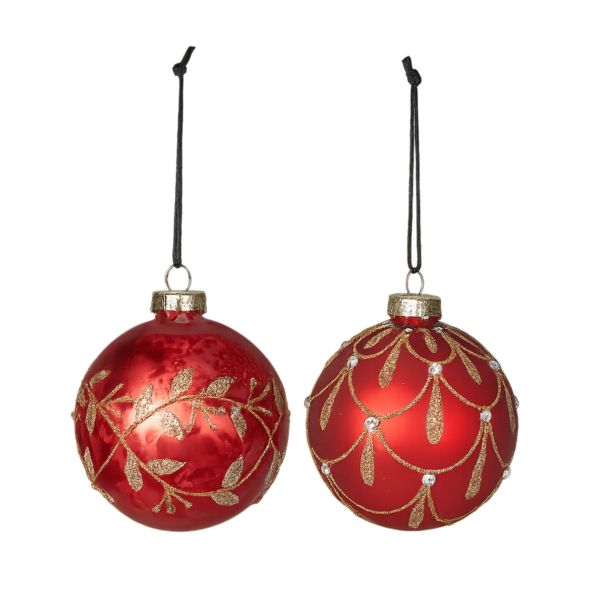 Matte red glass Christmas baubles with garlands from Speedtsberg
