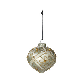 Onion-shaped patterned Christmas bauble in champagne from Speedtsberg