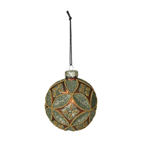 Green and gold Christmas bauble from Speedtsberg, 8 cm diameter, glass