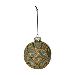 Green and gold Christmas bauble from Speedtsberg, 8 cm diameter, glass