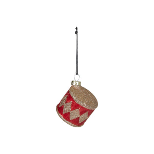 Drum-shaped Christmas bauble with glitter, 6 cm diameter, from Speedtsberg