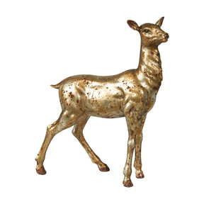 Antique gold-colored deer, 20 cm tall, from Speedtsberg, made of polyresin