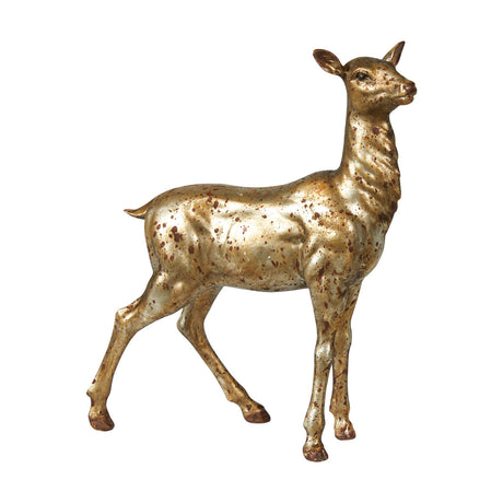 Antique gold-colored deer, 20 cm tall, from Speedtsberg, made of polyresin