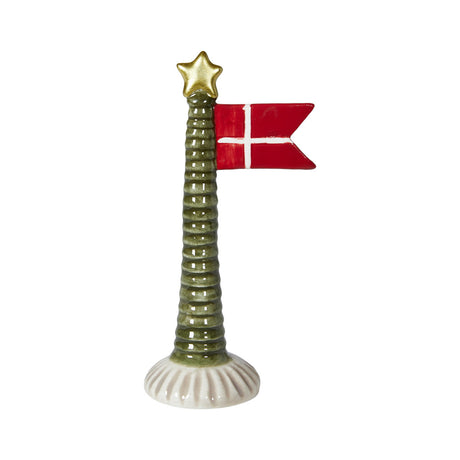 Ceramic Christmas tree with star and flag, 15 cm tall, from Speedtsberg