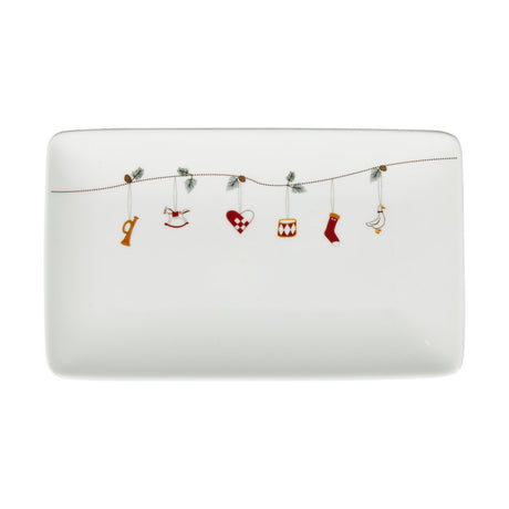 Rectangular porcelain platter with Christmas garland from Speedtsberg