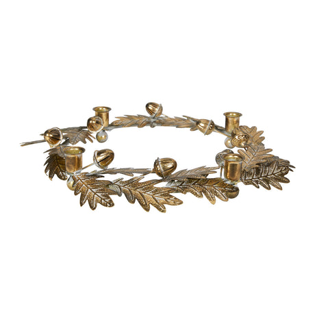 Advent candle holder with acorns and leaves in antique gold from Speedtsberg