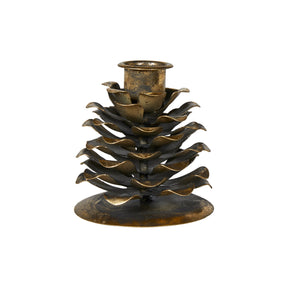 Pinecone candle holder, 10 cm high, antique gold-colored, from Speedtsberg