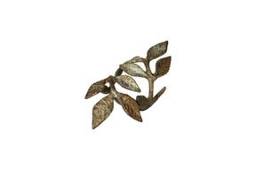 Napkin ring from Speedtsberg in antique green aluminium with a large branch and detailed leaves, 12 cm high