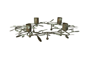 Advent candle holder with leaves in antique green metal from Speedtsberg