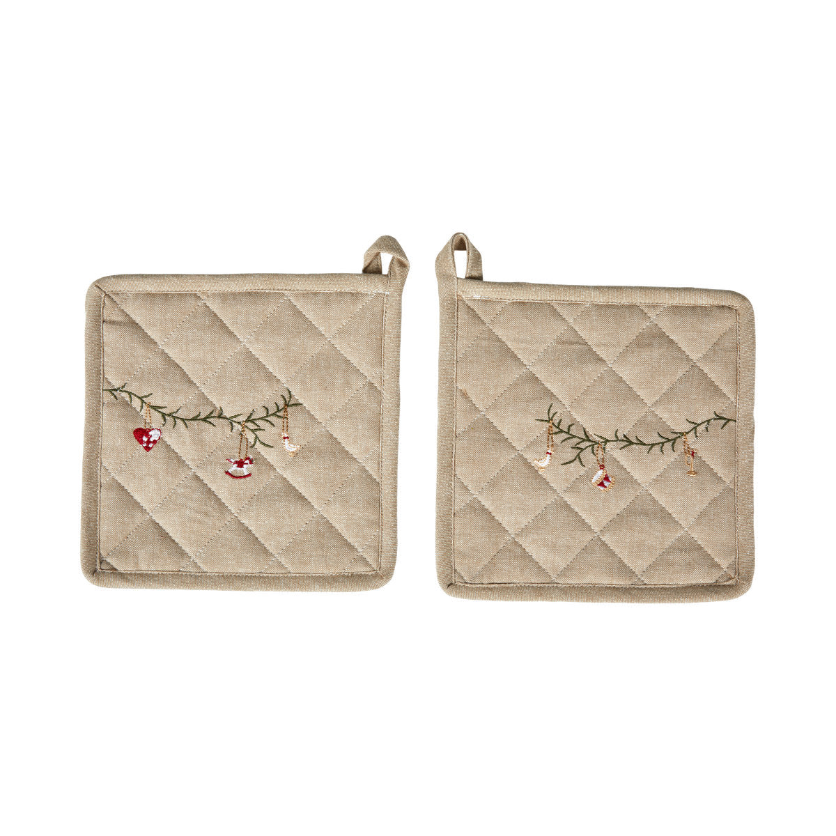 Set of potholders with Christmas embroidery from Speedtsberg