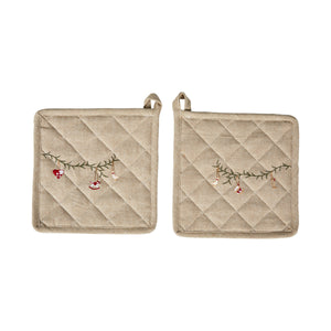 Set of potholders with Christmas embroidery from Speedtsberg