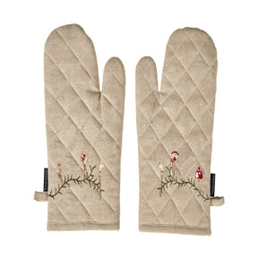 Set with grill glove featuring Christmas embroidery in quilted cotton from Speedtsberg