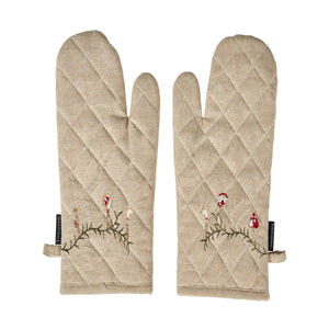 Set with grill glove featuring Christmas embroidery in quilted cotton from Speedtsberg