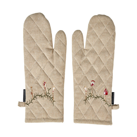 Set with grill glove featuring Christmas embroidery in quilted cotton from Speedtsberg