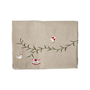 Christmas tablecloth with embroidery, 140 cm x 240 cm, by Speedtsberg in organic cotton