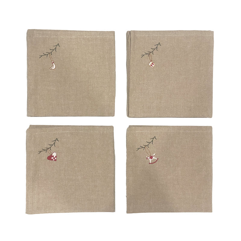 Set of 4 cloth napkins with Christmas embroidery from Speedtsberg