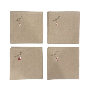 Set of 4 cloth napkins with Christmas embroidery from Speedtsberg