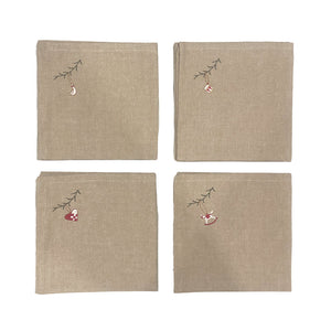 Set of 4 cloth napkins with Christmas embroidery from Speedtsberg