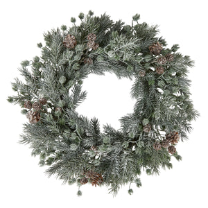 Mixed artificial fir wreath with frosted finish and cones, 45 cm diameter, from Speedtsberg