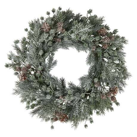Mixed artificial fir wreath with frosted finish and cones, 45 cm diameter, from Speedtsberg