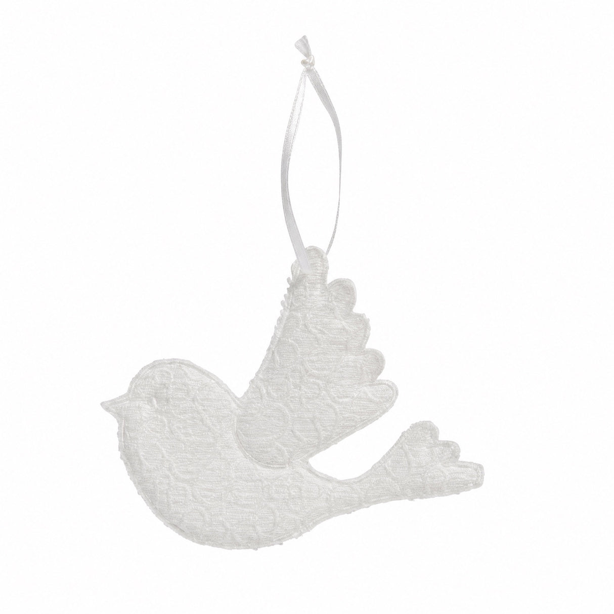 Bird with embroidery anglaise white for hanging
