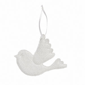 Bird with embroidery anglaise white for hanging