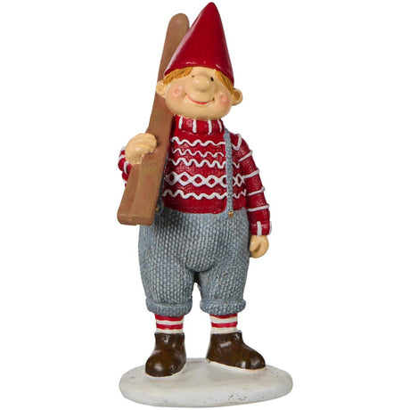 Christmas gnome Ejnar with skis in polyresin from Ib Laursen