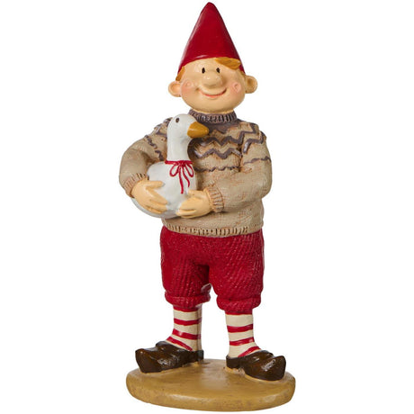 Ribe nisse Sigurd holding the goose Gertrud, from Ib Laursen's Ribenisserne series