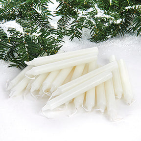 White Christmas tree candles made from pure stearin wax by Pobra