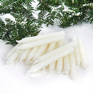 White Christmas tree candles made from pure stearin wax by Pobra