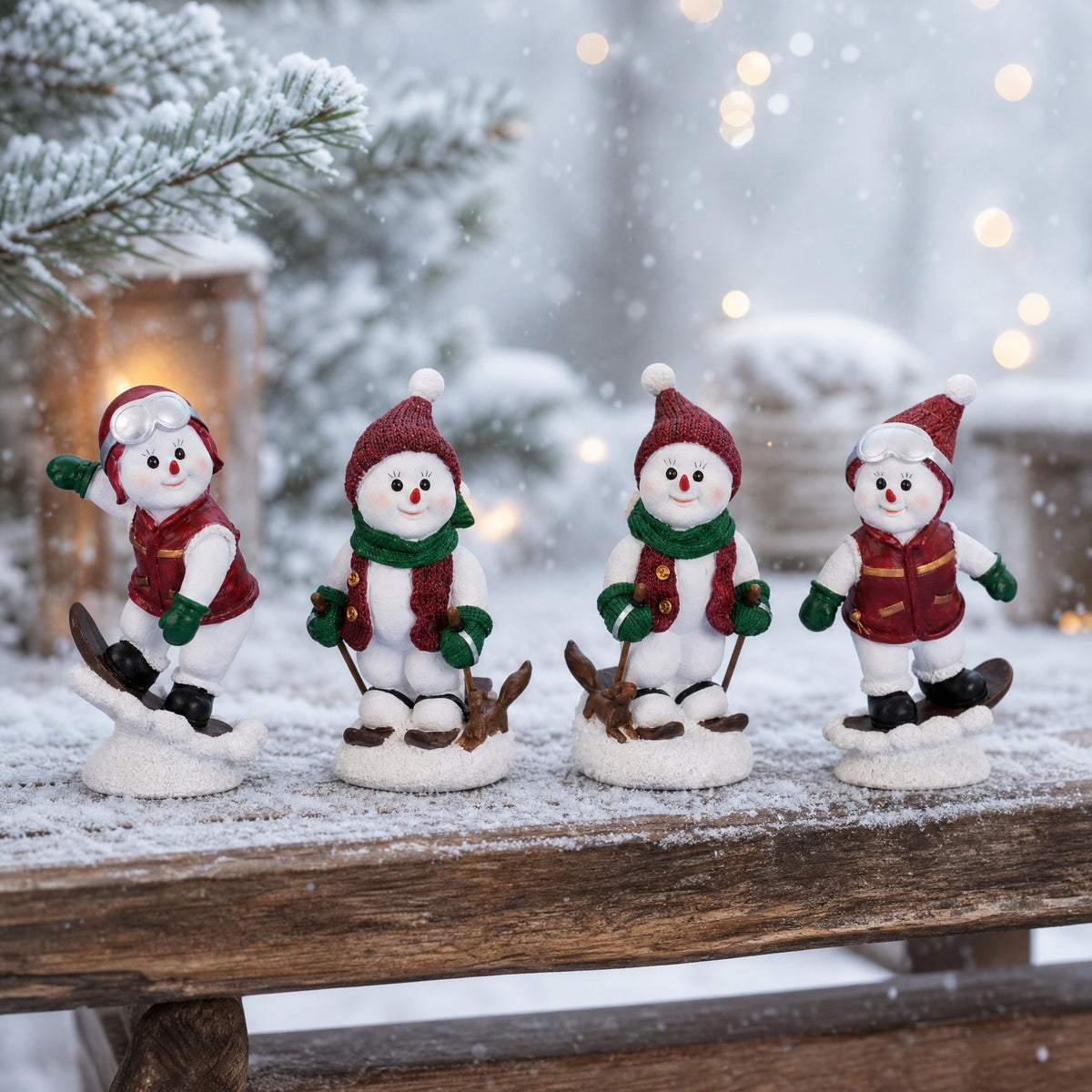 Snowman on skis or snowboard