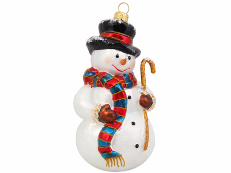 Hanco glass Christmas bauble — snowman wearing a long scarf