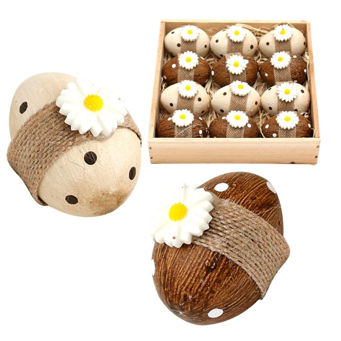 Påskeæg med bånd & blomst 5 cm højt