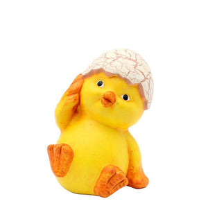 Kylling med æggeskal på hovedet 7 cm høj