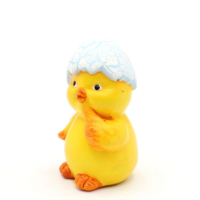 Kylling med æggeskal på hovedet 7 cm høj