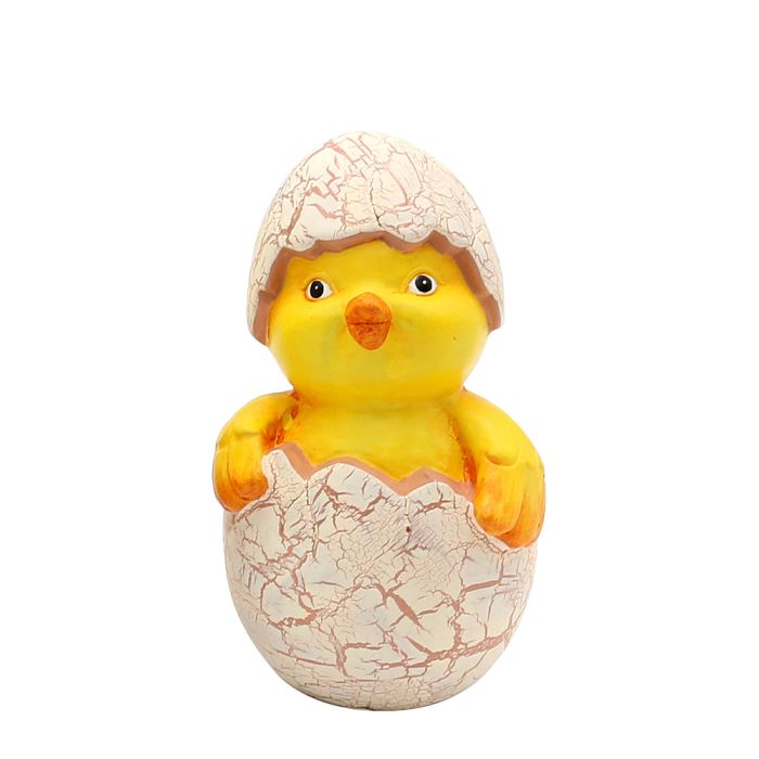 Kylling med æggeskal på hovedet 11 cm høj