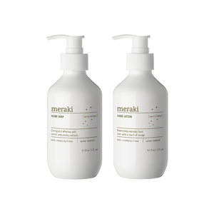 Meraki Warm orange winter moment håndsæbe og håndlotion i flaske
