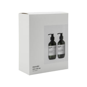 Gaveæske Meraki med håndsæbe og håndlotion set fra siden af