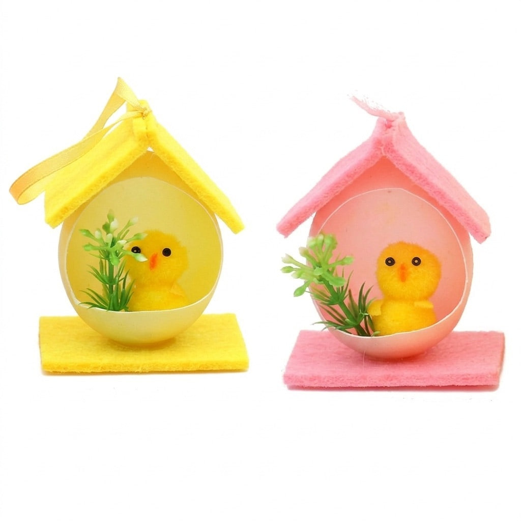 Chick in egg shell house 2 pcs.