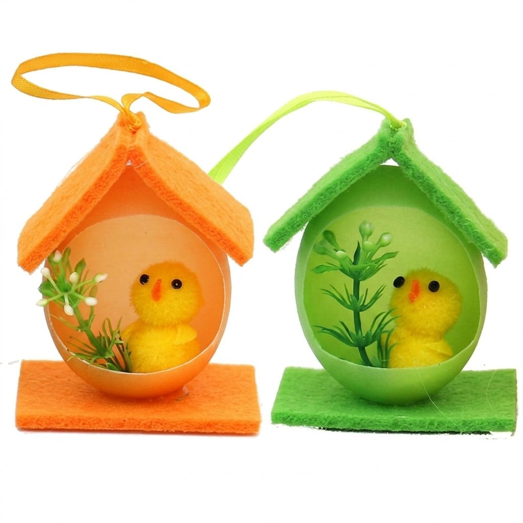 Chick in egg shell house 2 pcs.