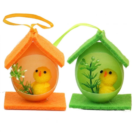 Chick in egg shell house 2 pcs.