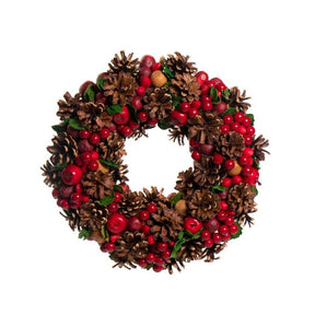 Krans med æbler, kogler og bær 30 cm i dia