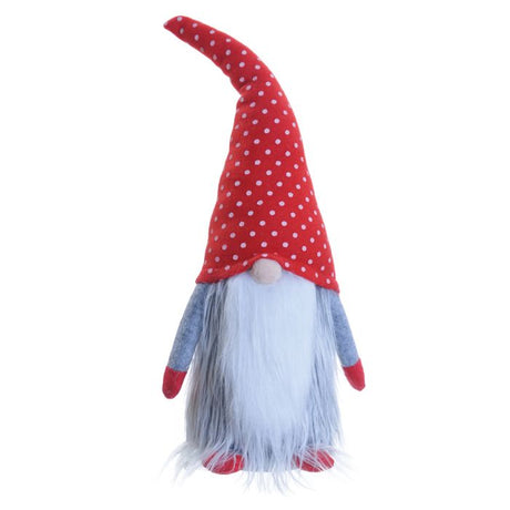 Nissegnom i rød og grå 46 cm høj