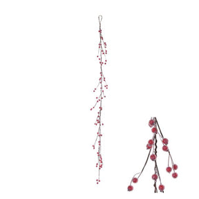 Guirlande med røde bær med frost 130 cm lang