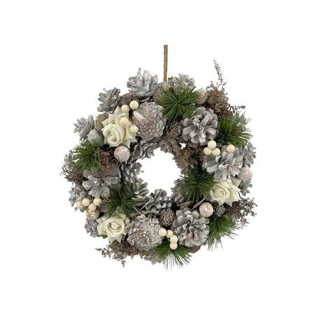 Krans med hvide roser 30 cm i diameter