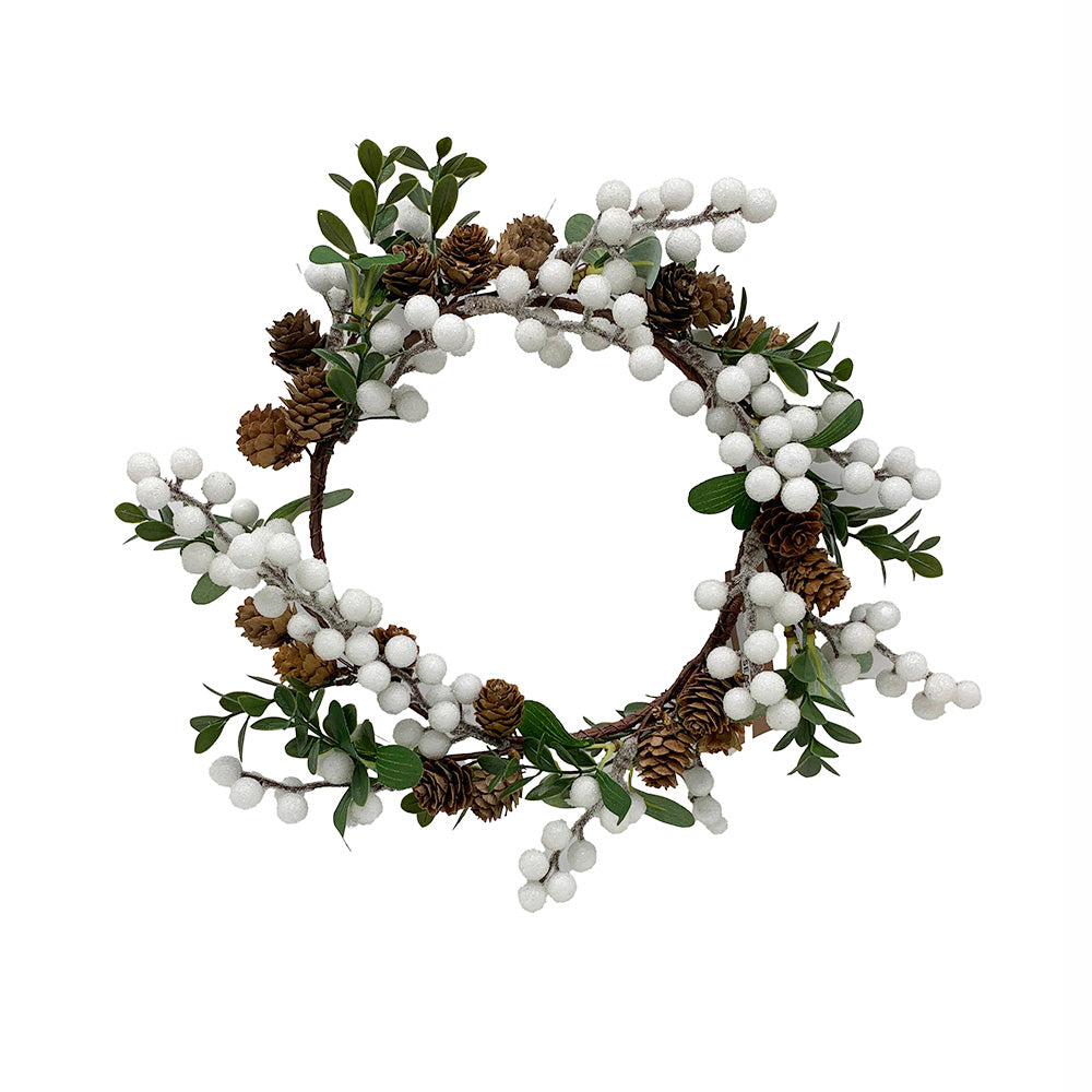 Wreath with white berries, 30 cm diameter, for hanging